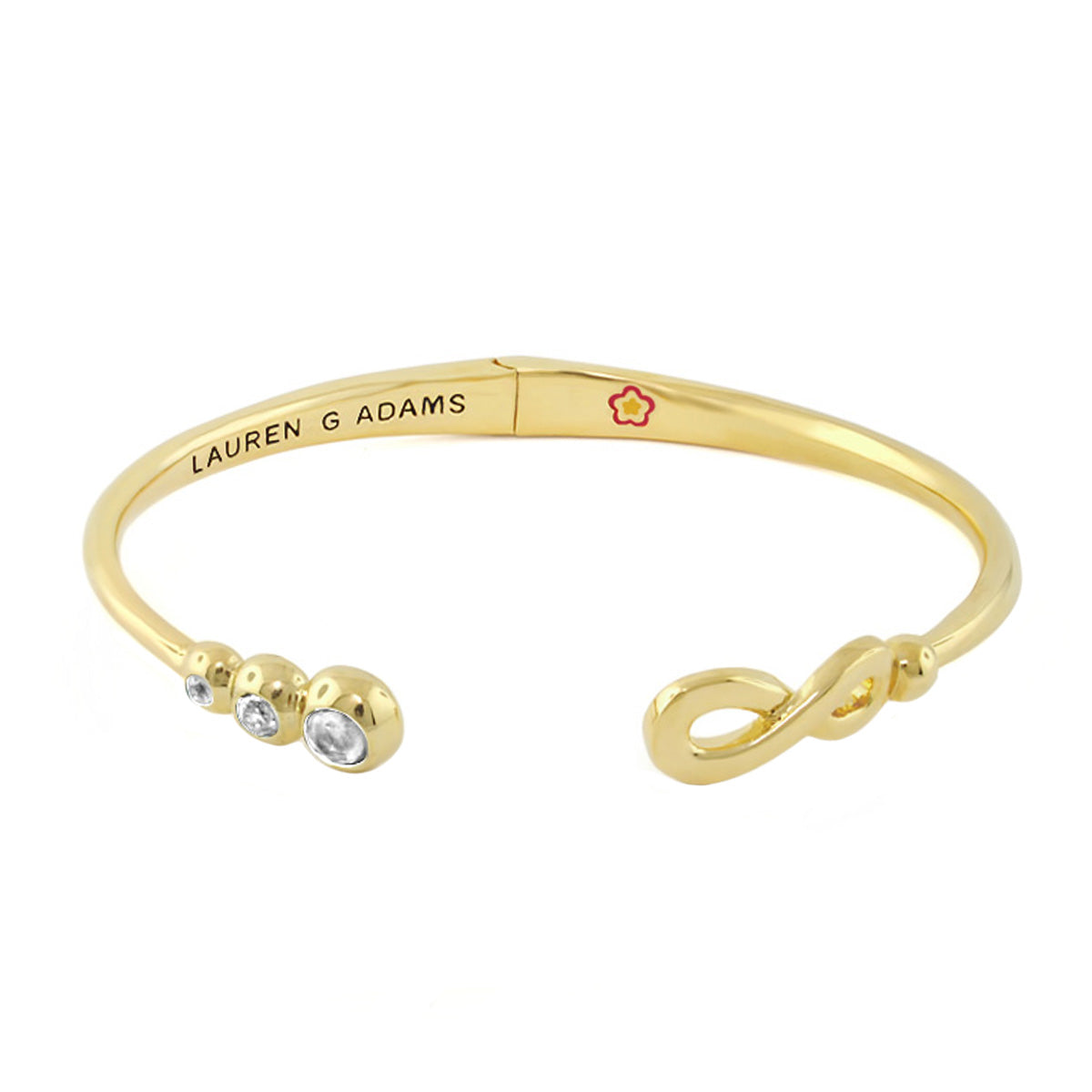 Open Arms Eternity Bangle, hinged yellow gold bracelet with diamond accents by Lauren G Adams on Tampa Home & Garden Store