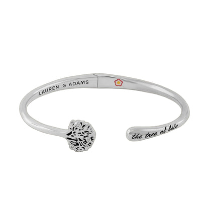 Open Arms Tree of Life Bangle, hinged bracelet with tree motif Lauren G Adams engraving on Tampa Home & Garden Store