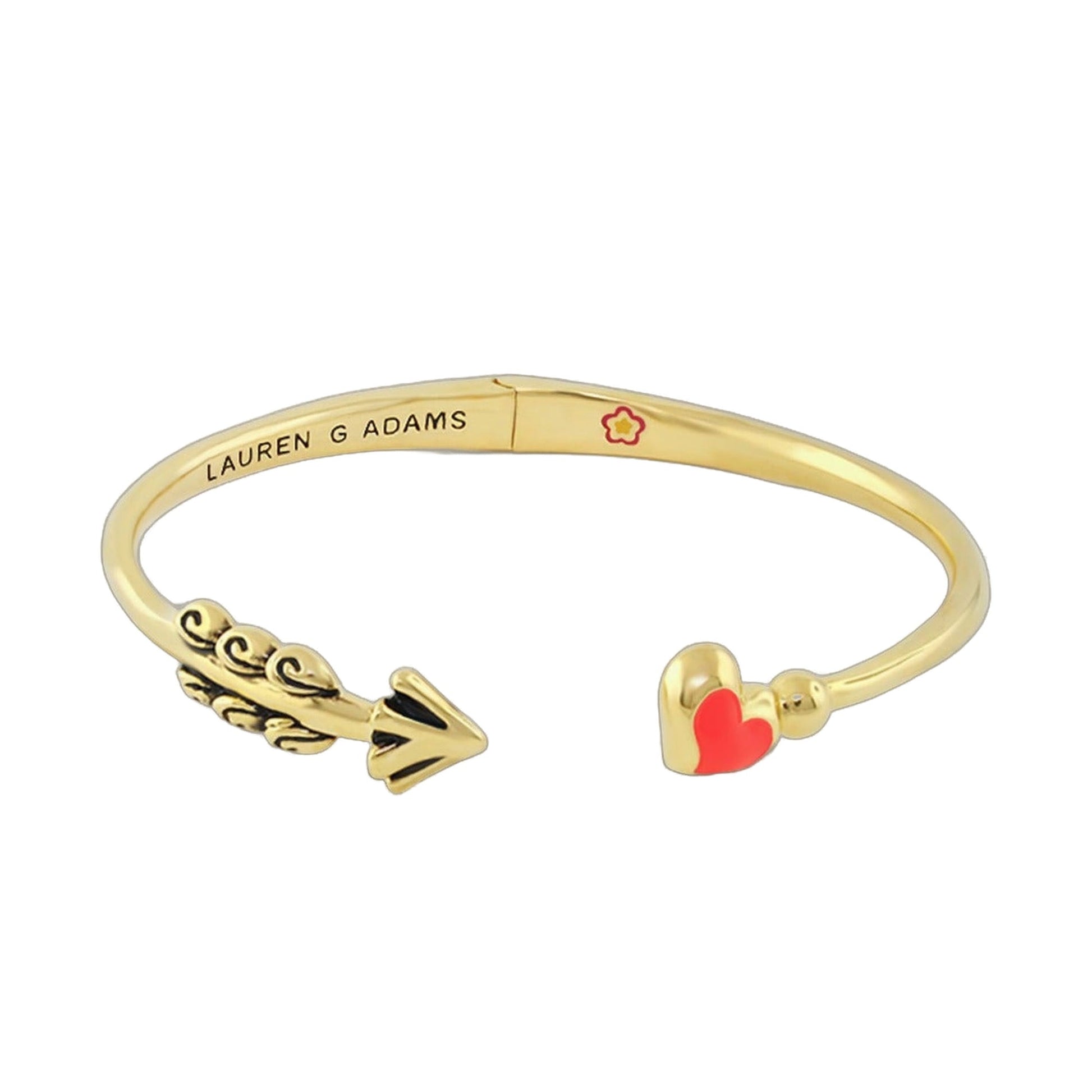 Open Arms Heart Bangle hinged bracelet with red heart charm Lauren G Adams on Tampa Home & Garden Store