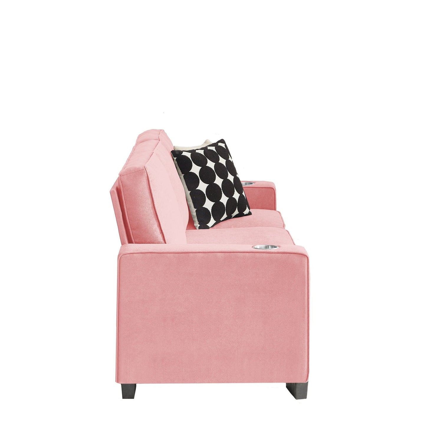 Modern Snowfleece 3 Seater Sofa with Cup Holder, pink fabric by HouseOfZazla on Tampa Home & Garden Store