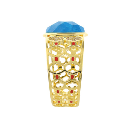 Dragon Lady Bangle cuff by Lauren G Adams, blue gemstone on gold filigree bracelet on Tampa Home & Garden Store