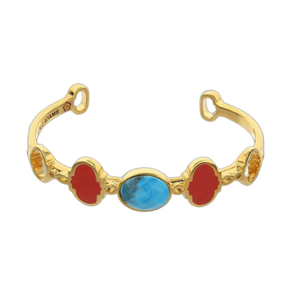 Dragon Lady stackable cuff bracelet in gold with red and blue enamel cabochons, Lauren G Adams on Tampa Home & Garden Store
