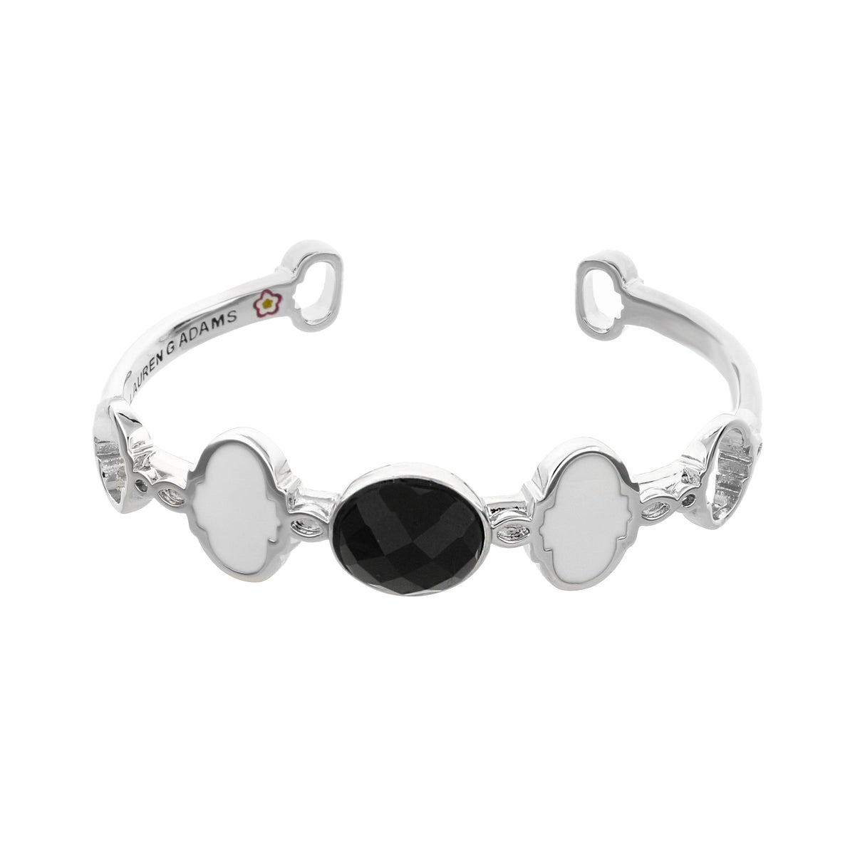 Dragon Lady Stackable Bangle cuff by Lauren G Adams with dragon-link charms and black stone on Tampa Home & Garden Store