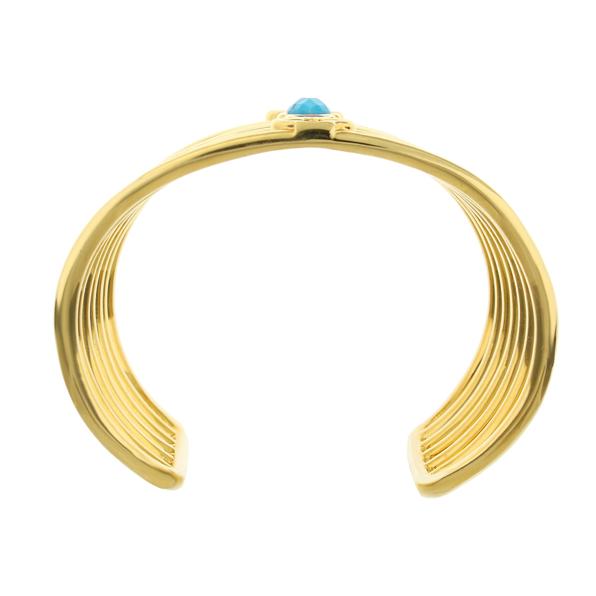 Dragon Lady Cuff Bangle gold-tone cuff with blue gemstone centerpiece by Lauren G Adams on Tampa Home & Garden Store