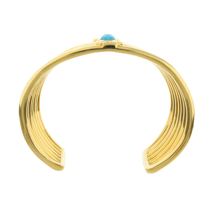 Dragon Lady Cuff Bangle gold-tone cuff with blue gemstone centerpiece by Lauren G Adams on Tampa Home & Garden Store