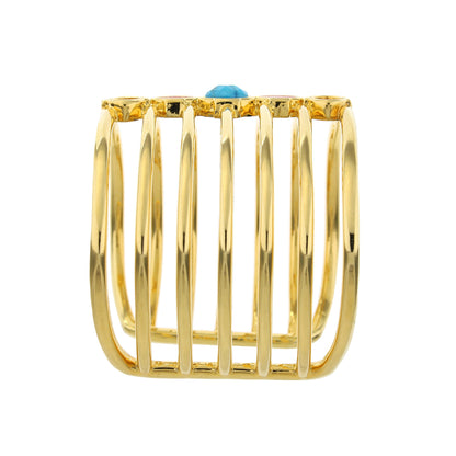 Dragon Lady Cuff Bangle gold-tone cuff bracelet with turquoise blue stone centerpiece on Tampa Home & Garden Store