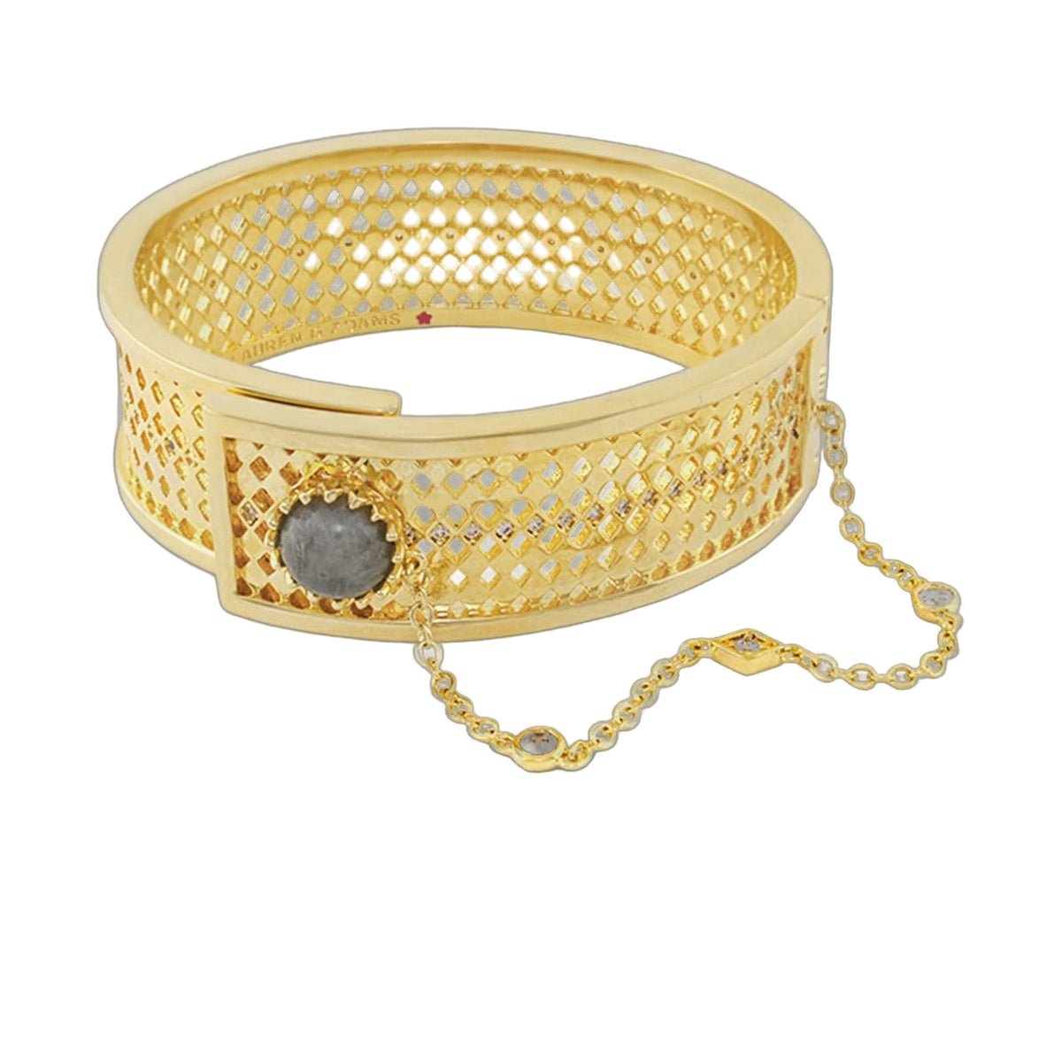 Diamond Eyes Bangle gold-tone hinged bracelet with lattice and stone by Lauren G Adams on Tampa Home & Garden Store