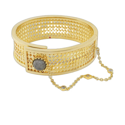 Diamond Eyes Bangle gold-tone hinged bracelet with lattice and stone by Lauren G Adams on Tampa Home & Garden Store