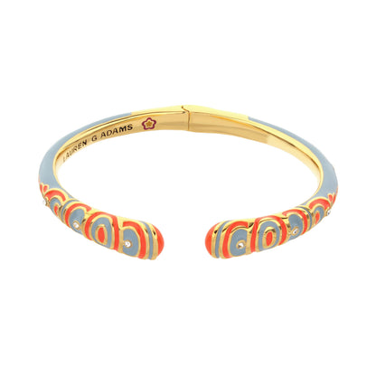 Petit Gateau Bangle Swirl Tip pair in gold-tone blue enamel with red accents by Lauren G Adams on Tampa Home & Garden Store