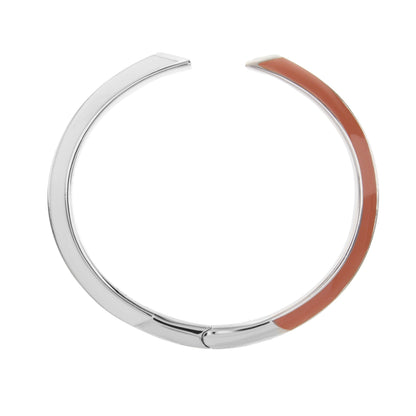 Petit Gateau Bangle hinged bracelet with colorblock orange-brown pave tip and silver edge on Tampa Home & Garden Store