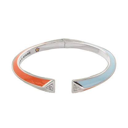 Petit Gateau Bangle colorblock orange and light blue with pavé tip ends by Lauren G Adams on Tampa Home & Garden Store