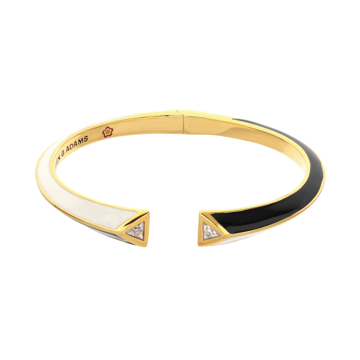 Petit Gateau Bangle Hinged Colorblock Pavé Tip gold white black enamel by Lauren G Adams on Tampa Home & Garden Store
