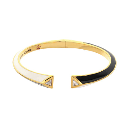 Petit Gateau Bangle Hinged Colorblock Pavé Tip gold white black enamel by Lauren G Adams on Tampa Home & Garden Store