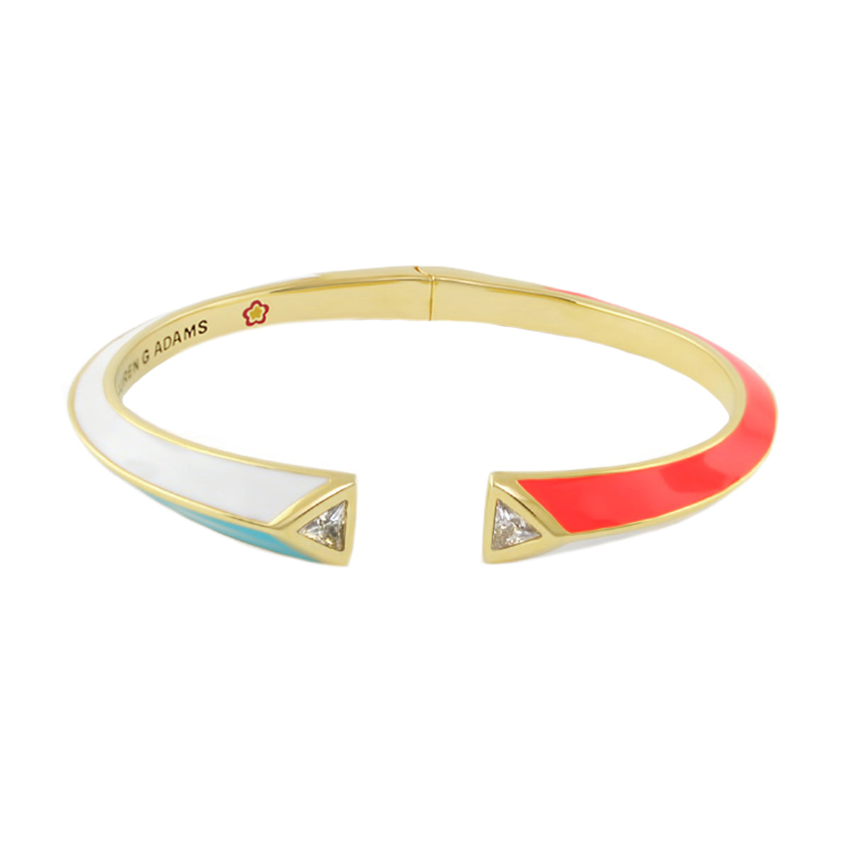 Petit Gateau Bangle colorblock pavé tip hinged bracelet white and coral by Lauren G Adams on Tampa Home & Garden Store