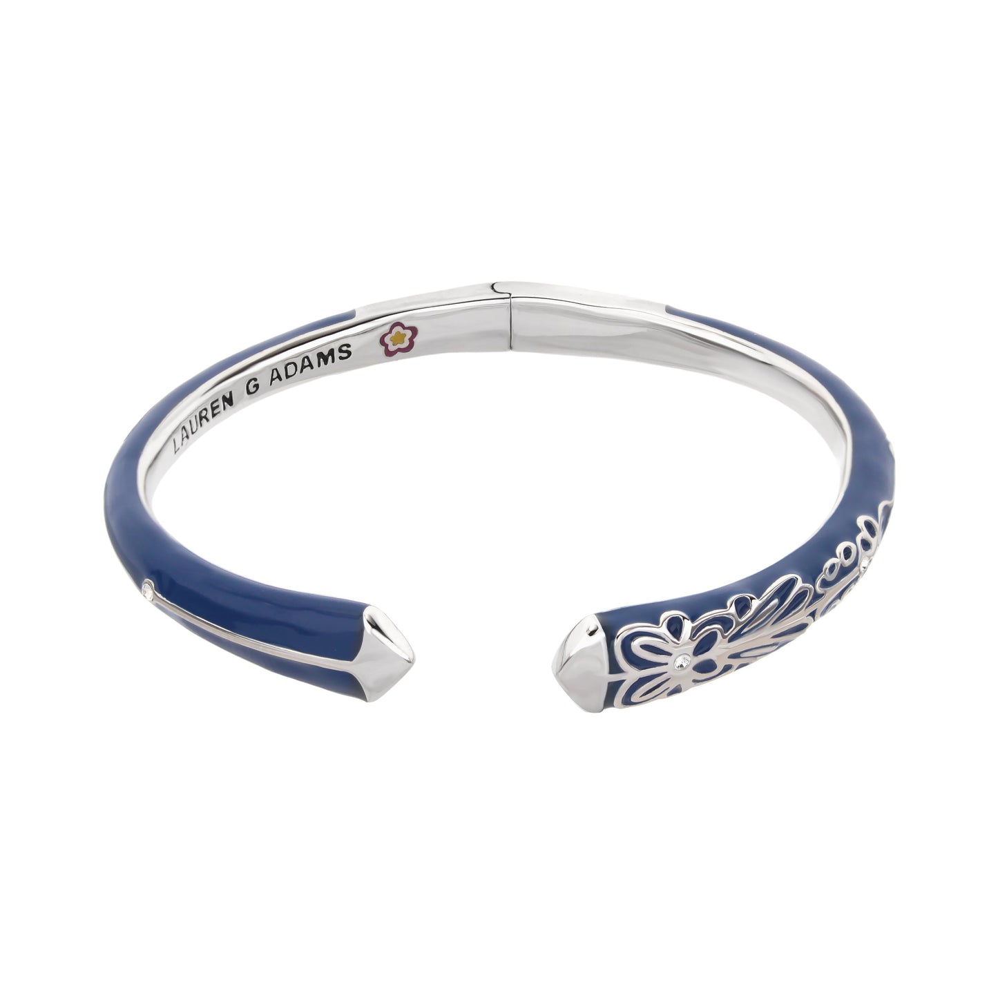 Petit Gateau Bangle Flower Tip blue enamel hinged bracelet by Lauren G Adams on Tampa Home & Garden Store