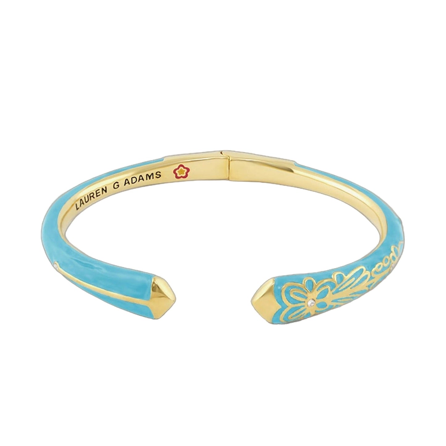 Petit Gateau Bangle Flower Tip turquoise enamel gold-tone hinged bracelet by Lauren G Adams on Tampa Home & Garden Store