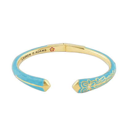 Petit Gateau Bangle Flower Tip turquoise enamel gold-tone hinged bracelet by Lauren G Adams on Tampa Home & Garden Store