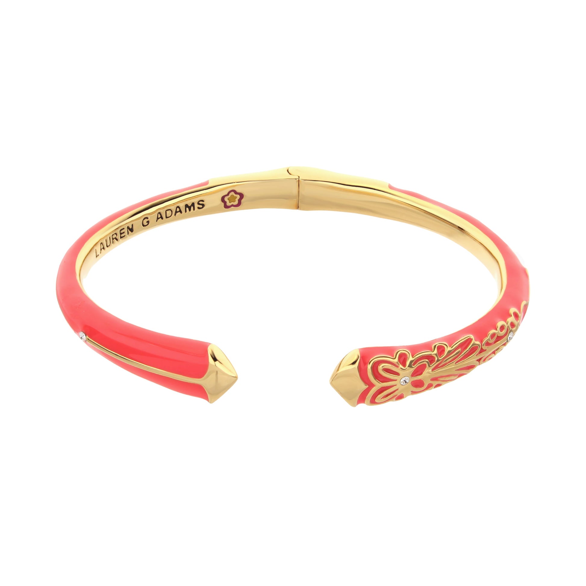 Petit Gateau Bangle - Flower Tip pink enamel gold-tone hinged bracelet by Lauren G Adams on Tampa Home & Garden Store