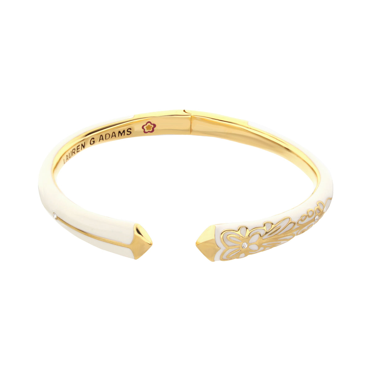 Petit Gateau Bangle Flower Tip gold-tone hinged bracelet Lauren G Adams on Tampa Home & Garden Store
