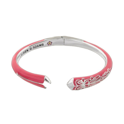 Petit Gateau Bangle - Poinsettia pink enamel hinged bracelet with white interior Lauren G Adams on Tampa Home & Garden Store
