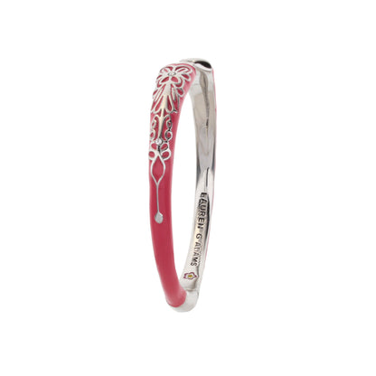 Petit Gateau Poinsettia hinged bracelet in pink enamel with silver trim Lauren G Adams on Tampa Home & Garden Store