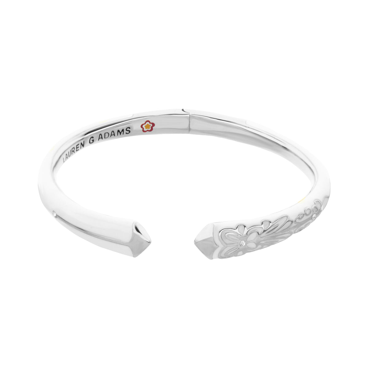 Petit Gateau Bangle Flower Tip hinged silver bracelet by Lauren G Adams on Tampa Home & Garden Store