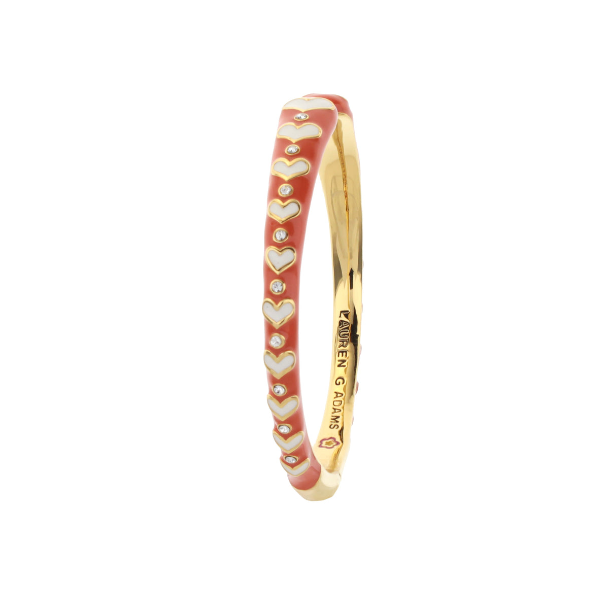 Petit Gateau Bangle - Crystal Heart, red enamel with gold trim and crystal accents on Tampa Home & Garden Store