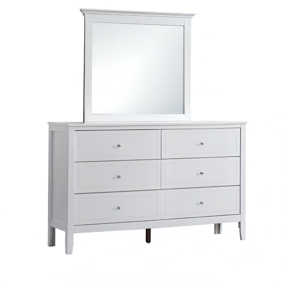White 6-drawer dresser with mirrored top and metal hardware by HouseOfZazla on Tampa Home & Garden Store