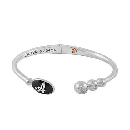 Initial A Bangle by Lauren G Adams, silver bracelet with black oval A charm and crystal accents on Tampa Home & Garden Store