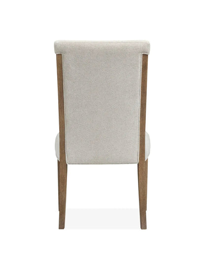 Plum Creek Upholstered Side Chair Set of 2, light gray fabric with wood legs on Tampa Home & Garden Store
