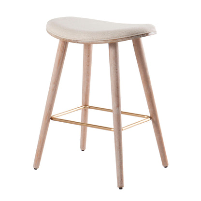 Contemporary upholstered counter stool with wood legs and copper footrest by HouseOfZazla on Tampa Home & Garden Store