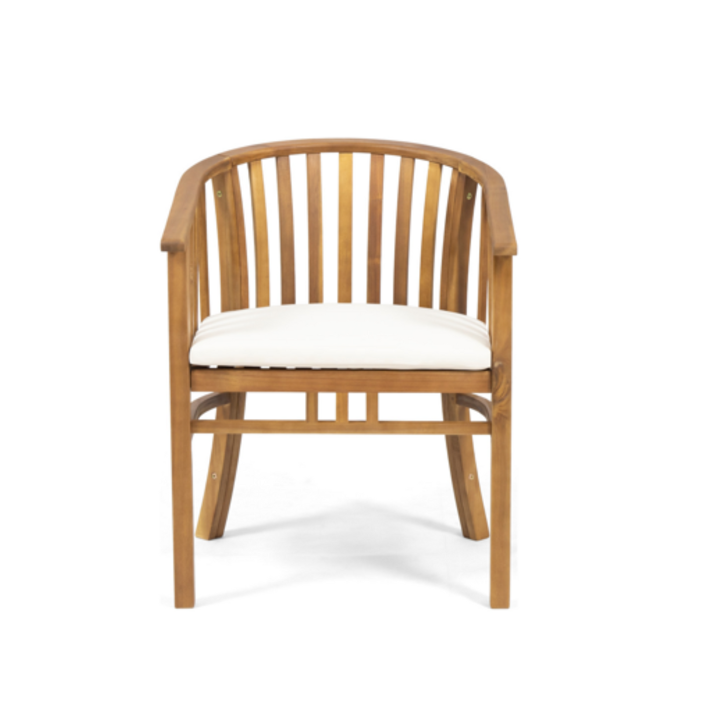 Outdoor dining chair acacia wood in teak finish with cream cushion HouseOfZazla on Tampa Home & Garden Store