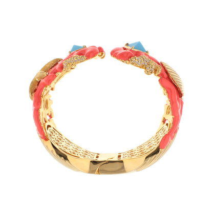 Pretty Little Things Coral Bangle by Lauren G Adams, gold-tone enamel with crystals on Tampa Home & Garden Store