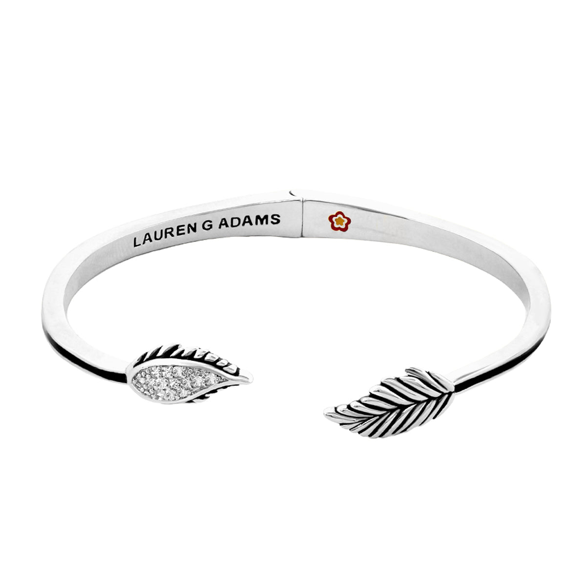 Marilyn Design Stackable Bangle silver hinged bracelet by Lauren G Adams with leaf ends on Tampa Home & Garden Store