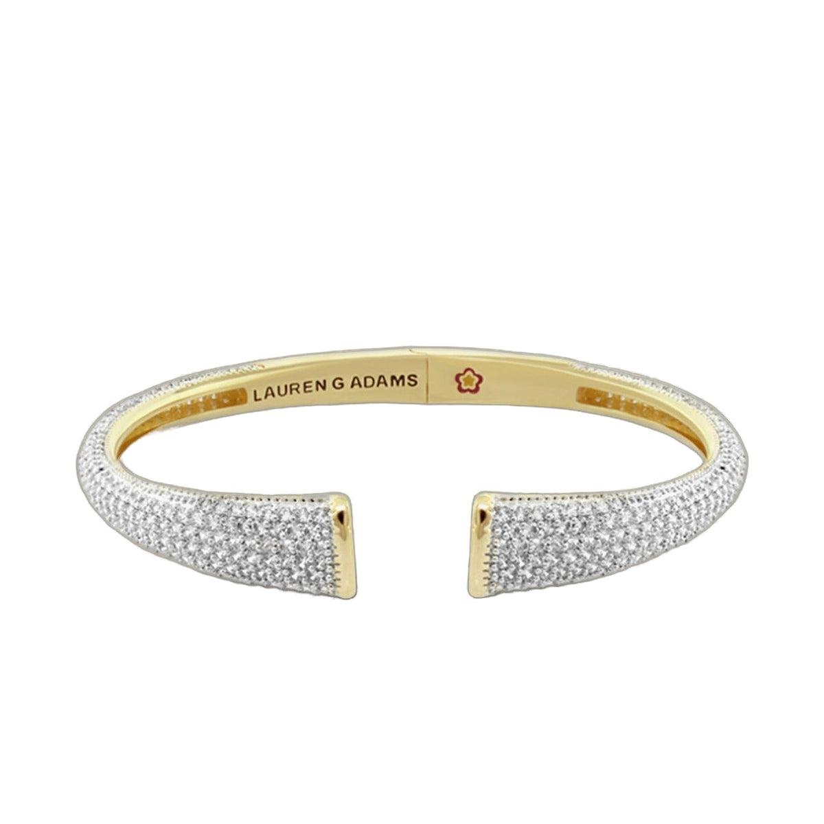 Delicato Pave Bangle bracelet in gold-tone with pavé crystals, Lauren G Adams brand, open cuff on Tampa Home & Garden Store