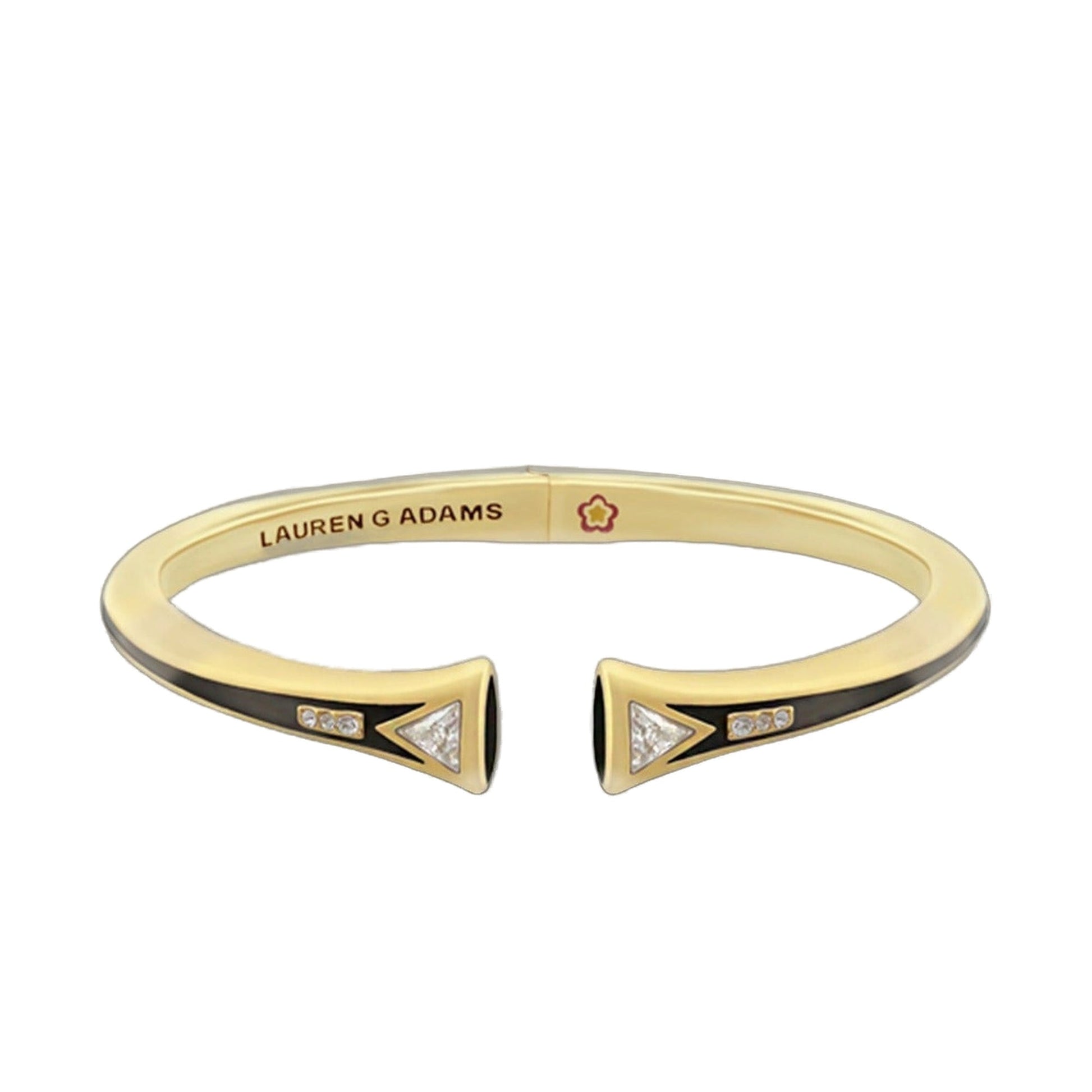 Delicato Stackable Bangle hinged bracelet in gold with black enamel crystals, 2pc on Tampa Home & Garden Store