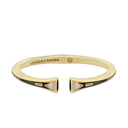 Delicato Stackable Bangle hinged bracelet in gold with black enamel crystals, 2pc on Tampa Home & Garden Store