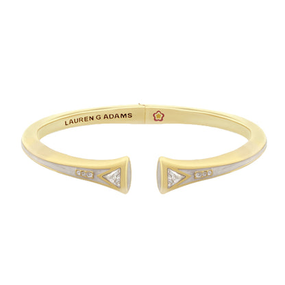 Delicato Stackable Hinged Bangle by Lauren G Adams yellow gold with diamonds on Tampa Home & Garden Store