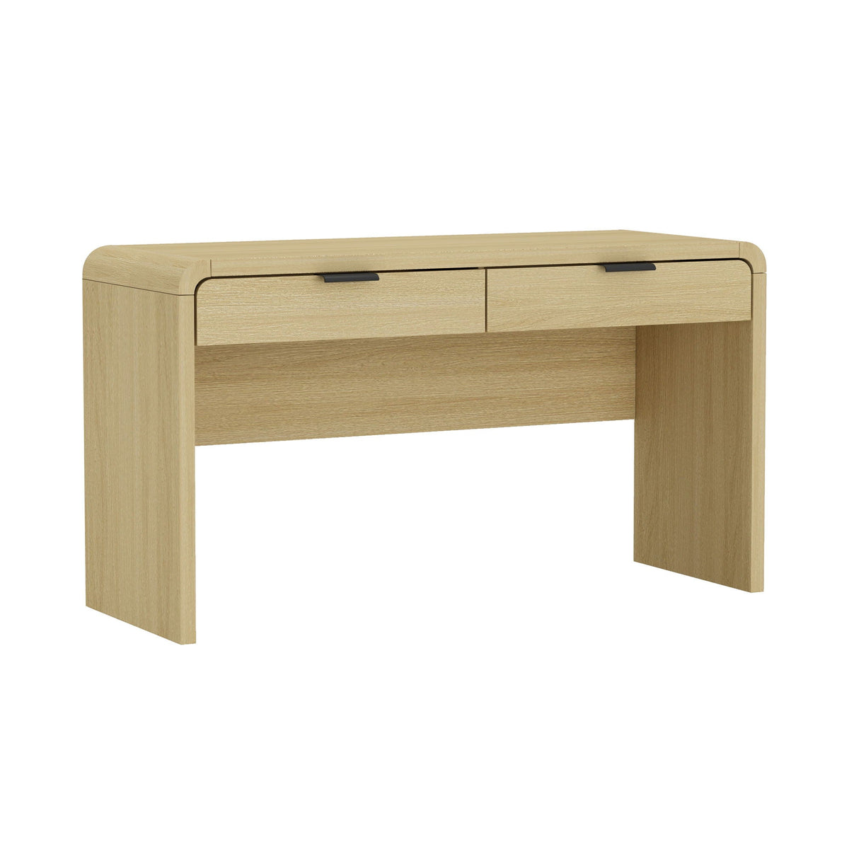 Oak Office Desk with 2 Drawers, Grace Collection by HouseOfZazla, light oak with black handles on Tampa Home & Garden Store