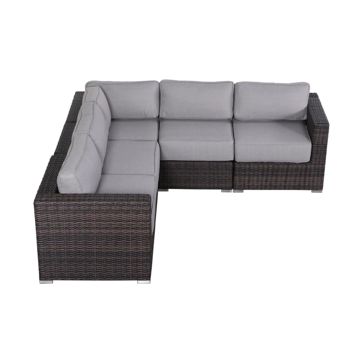 Luxurious Wicker Patio Sectional grey Sunbrella cushions, L-shaped stationary sofa HouseOfZazla on Tampa Home & Garden Store
