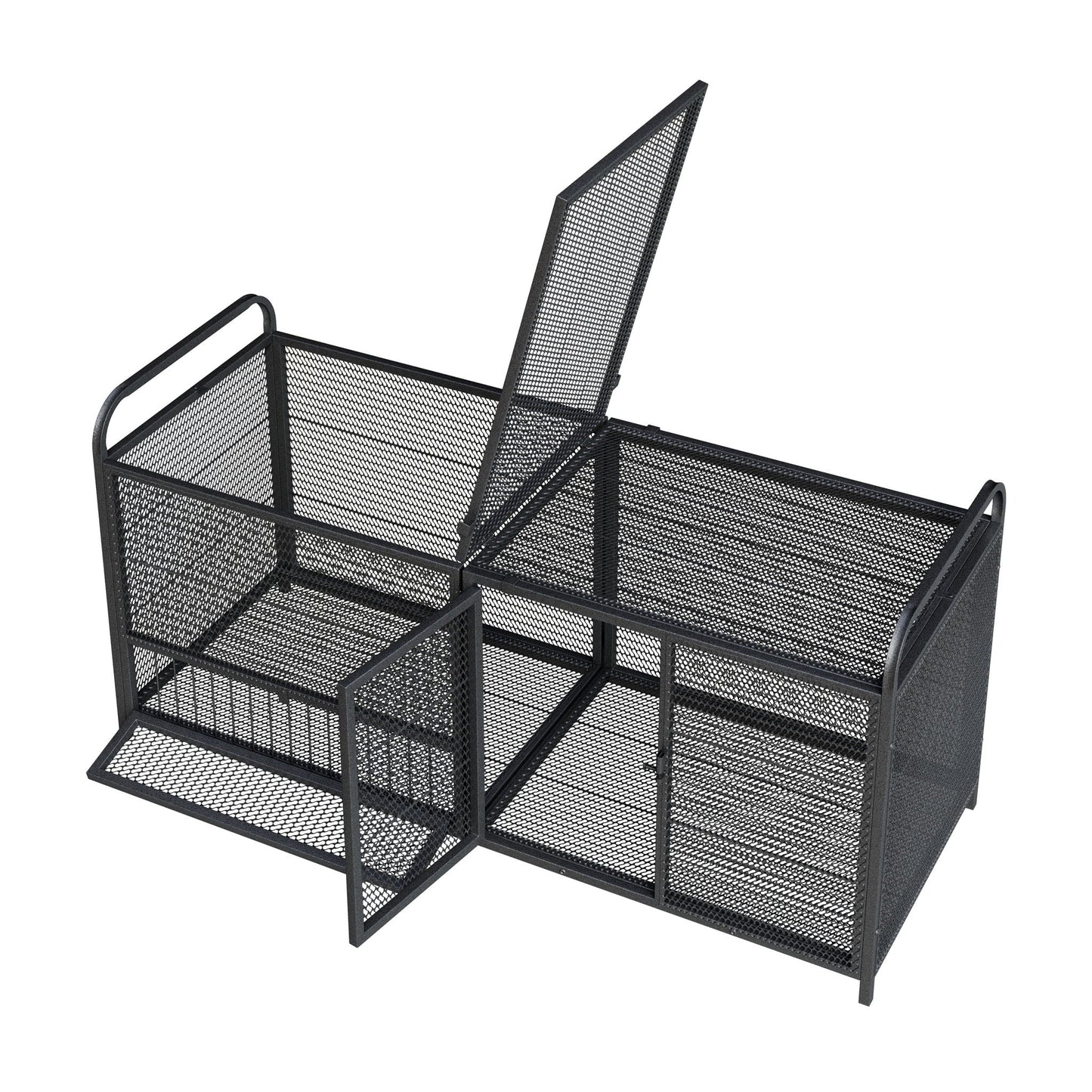 Chicken Cage Breeding Coop by HouseOfZazla in black/silver metal mesh, four cages on Tampa Home & Garden Store