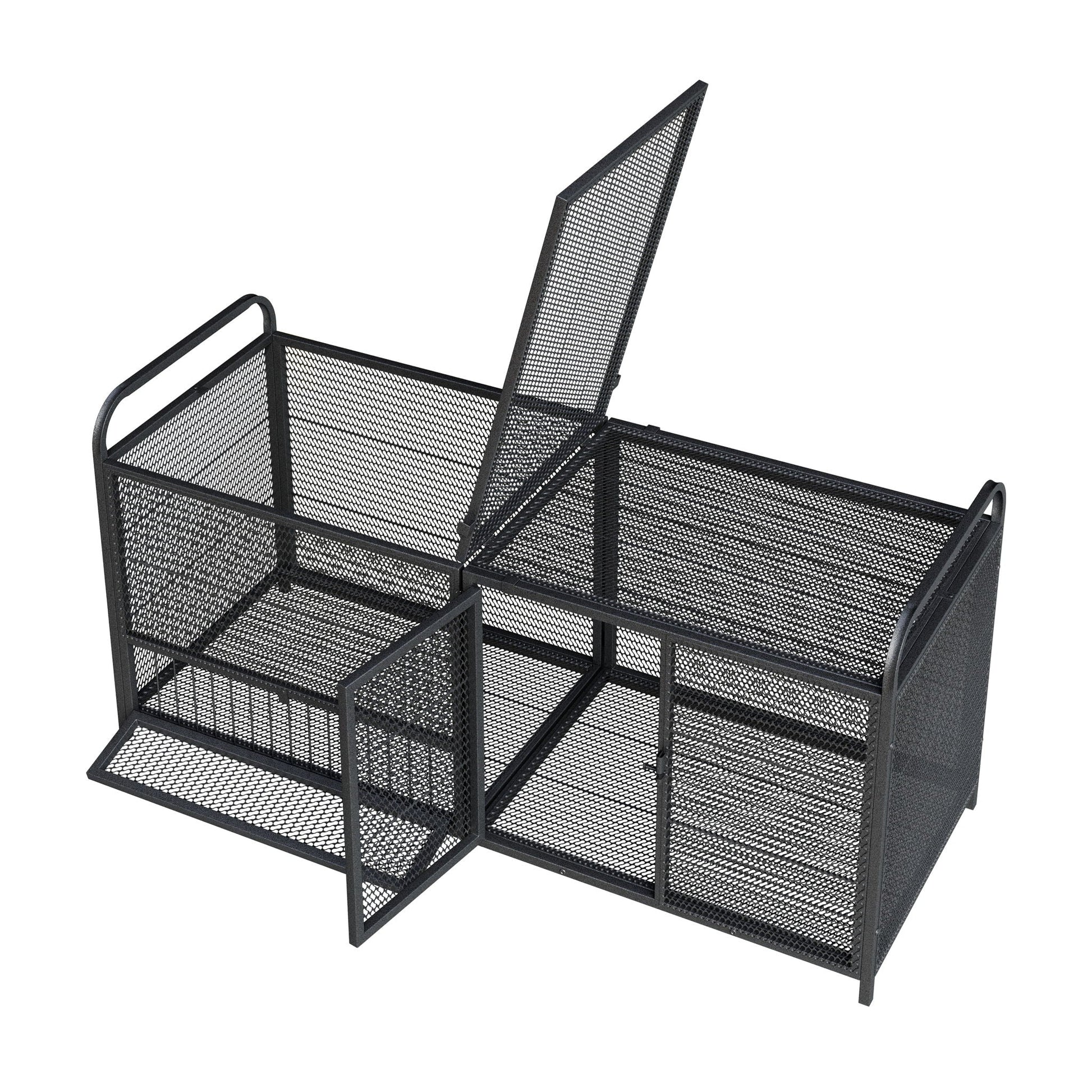 Chicken Cage Breeding Coop by HouseOfZazla in black/silver metal mesh, four cages on Tampa Home & Garden Store