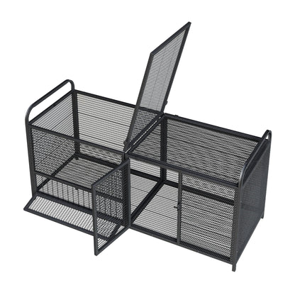 Chicken Cage Breeding Coop by HouseOfZazla in black/silver metal mesh, four cages on Tampa Home & Garden Store