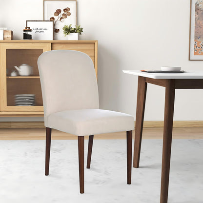 Beige linen dining chairs set of 2 with solid wood frames on Tampa Home & Garden Store