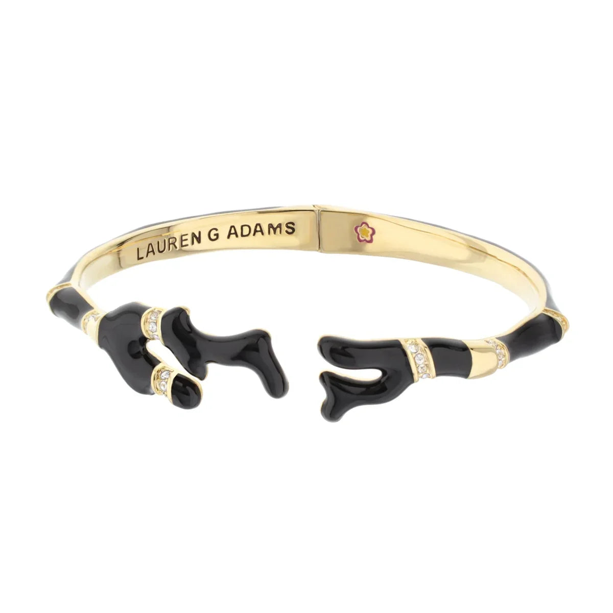 Pretty Little Things Bangle gold bracelet with black enamel sea life shapes by Lauren Adams on Tampa Home & Garden Store