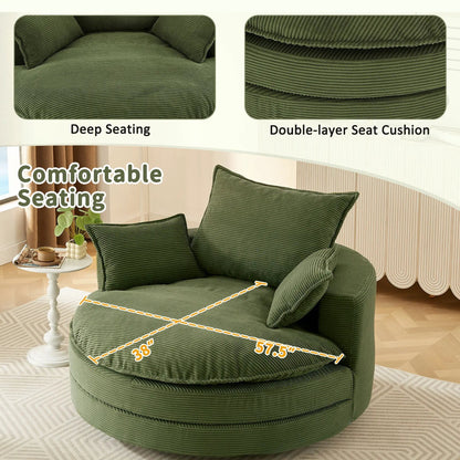 360 Degree Swivel Barrel Chair with Dual Cushions