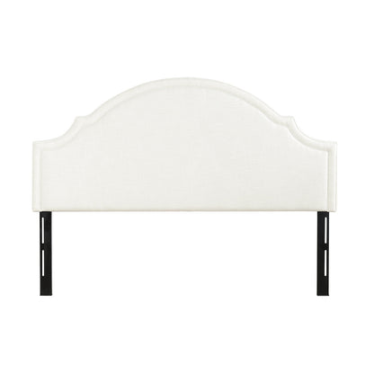 Catherine Upholstered King Headboard antique white linen with arch and black legs HouseOfZazla on Tampa Home & Garden Store