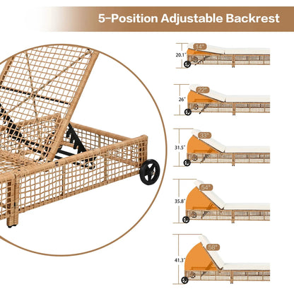 Lounge Chair With 5 Position Backrest Wheels