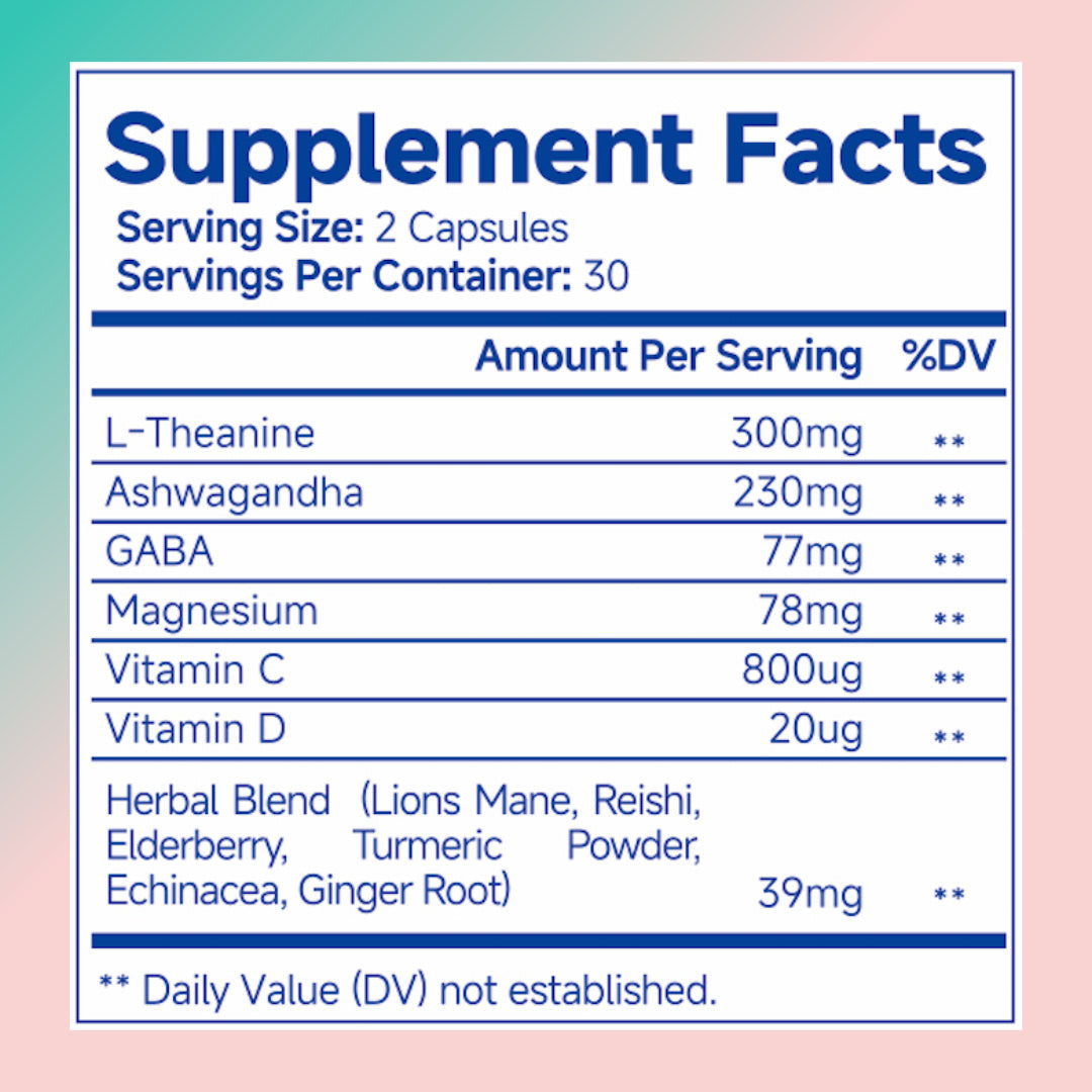 Perfecsy Ashwagandha For Women supplement label with L-Theanine 300mg and Ashwagandha 230mg on Tampa Home & Garden Store