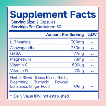 Perfecsy Ashwagandha For Women supplement label with L-Theanine 300mg and Ashwagandha 230mg on Tampa Home & Garden Store
